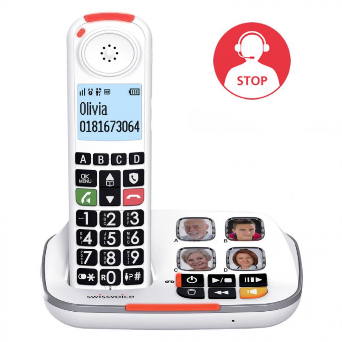 Swissvoice - Téléphone fixe senior avec répondeur Swissvoice Xtra 2355 - Téléphone fixe-répondeur