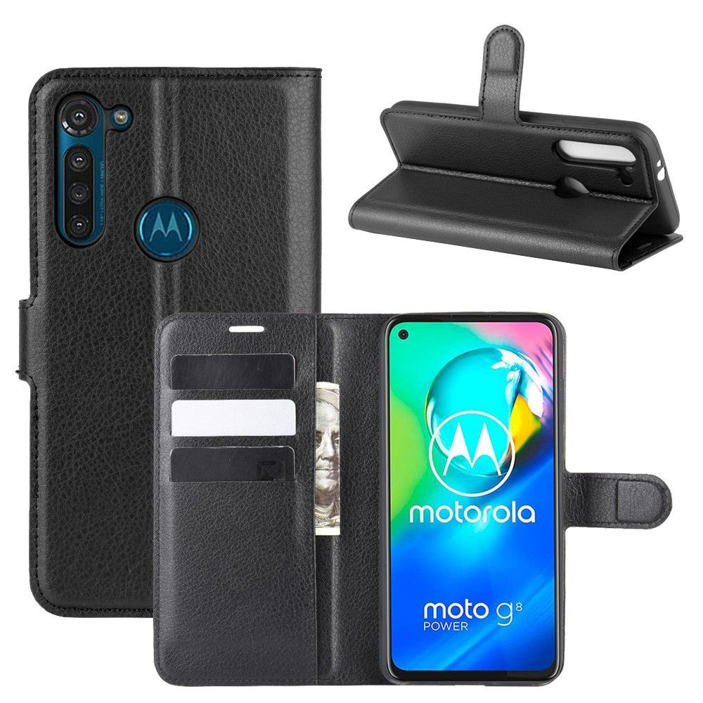 Generic - Etui en PU peau de litchi noir pour votre Motorola Moto G8 Power - Coque, étui smartphone