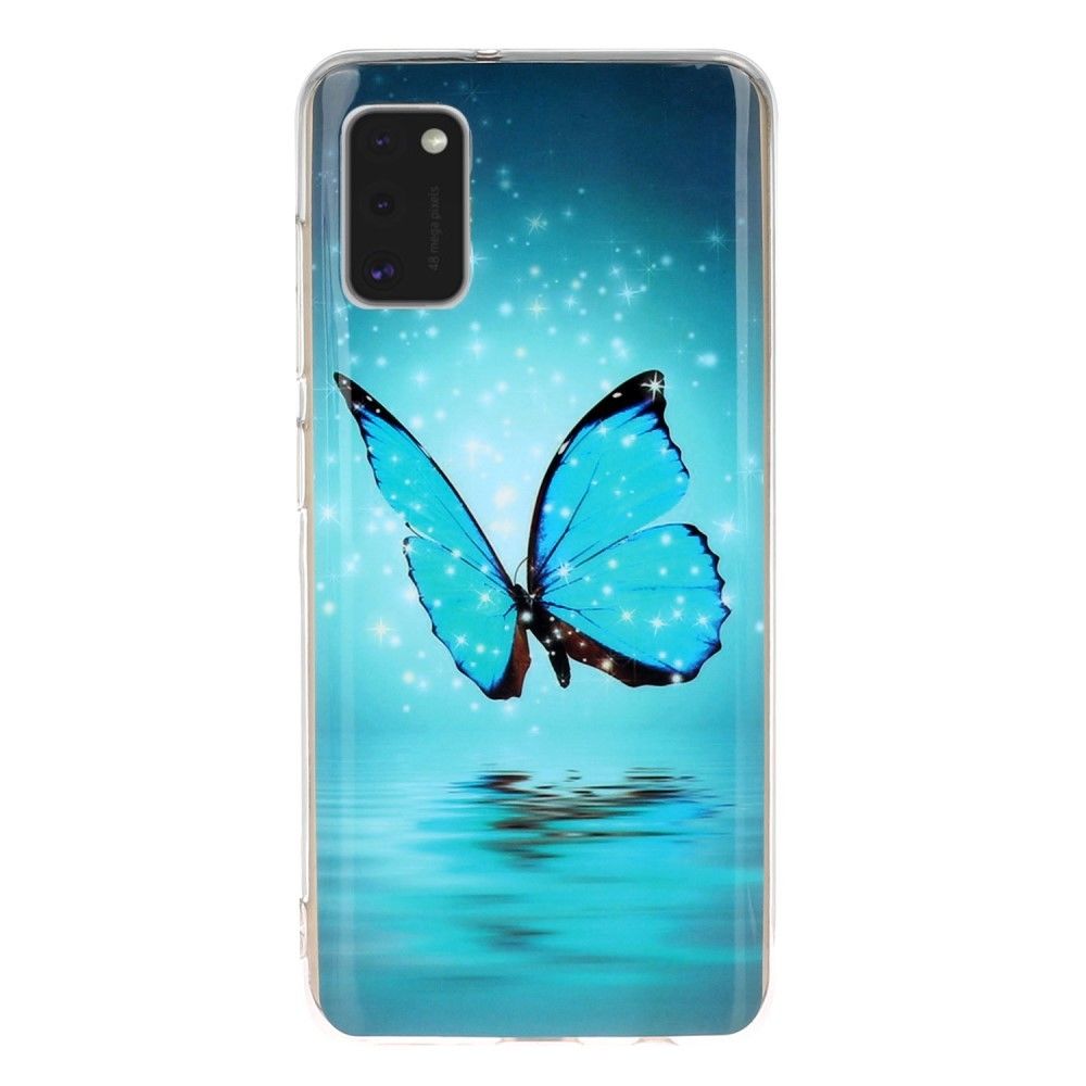 Generic - Coque en TPU noctilucent imd papillon bleu pour votre Samsung Galaxy A41 (Global Version) - Coque, étui smartphone