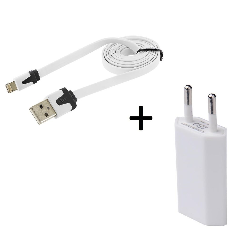 Shot - Cable Noodle 1m Chargeur + Prise Secteur pour IPHONE Xs APPLE USB Lightning Murale Pack - Chargeur secteur téléphone