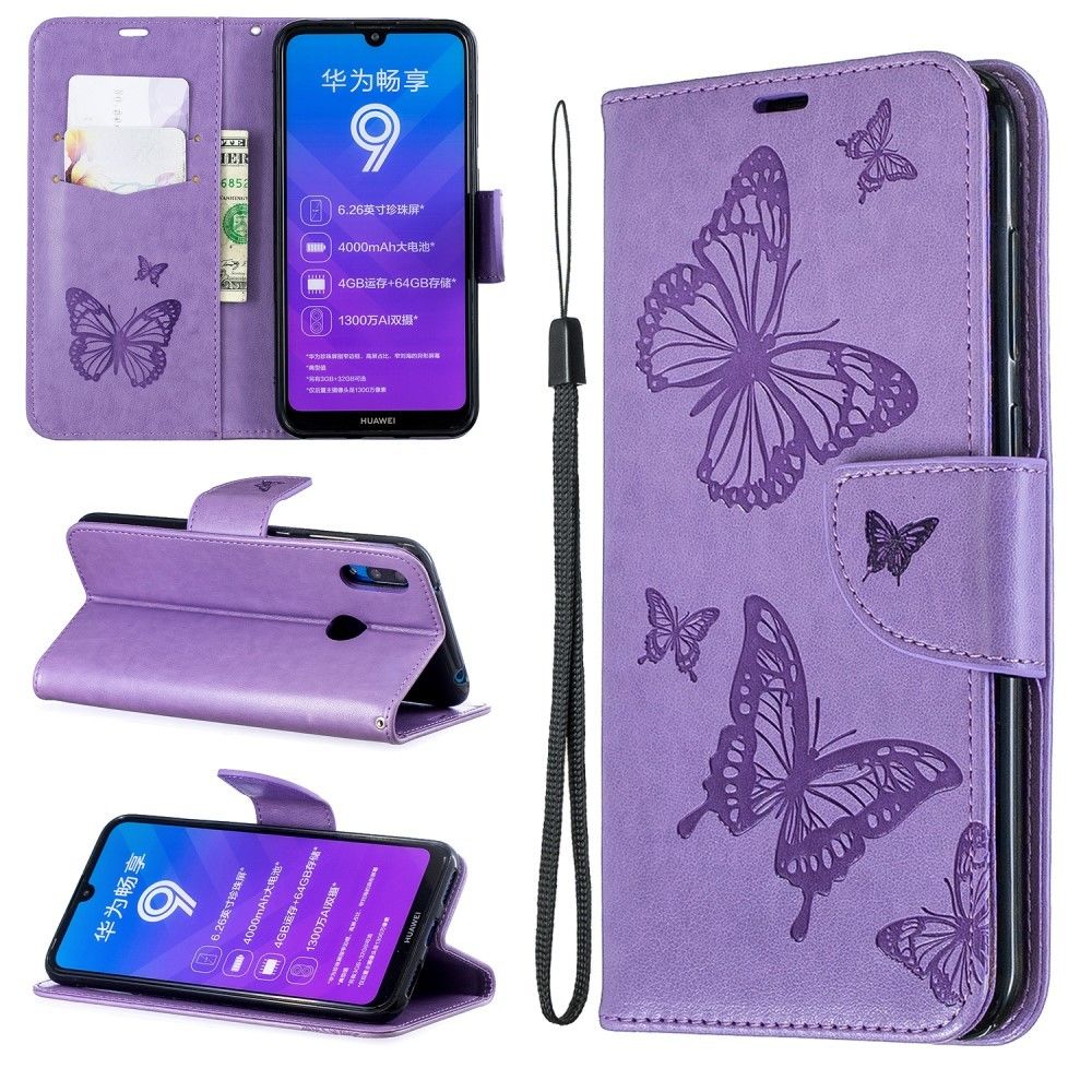 marque generique - Etui en PU papillon violet pour votre Huawei Y7 (2019)/Y7 Prime (2019) - Coque, étui smartphone