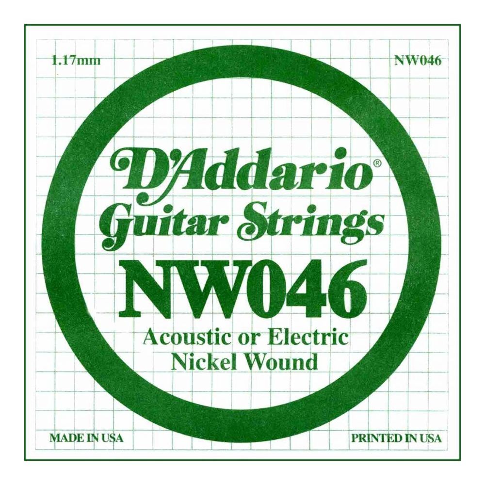 D'Addario - Corde au détail D'addario NW046 - guitare électrique - Filet rond 046 - Accessoires instruments à cordes