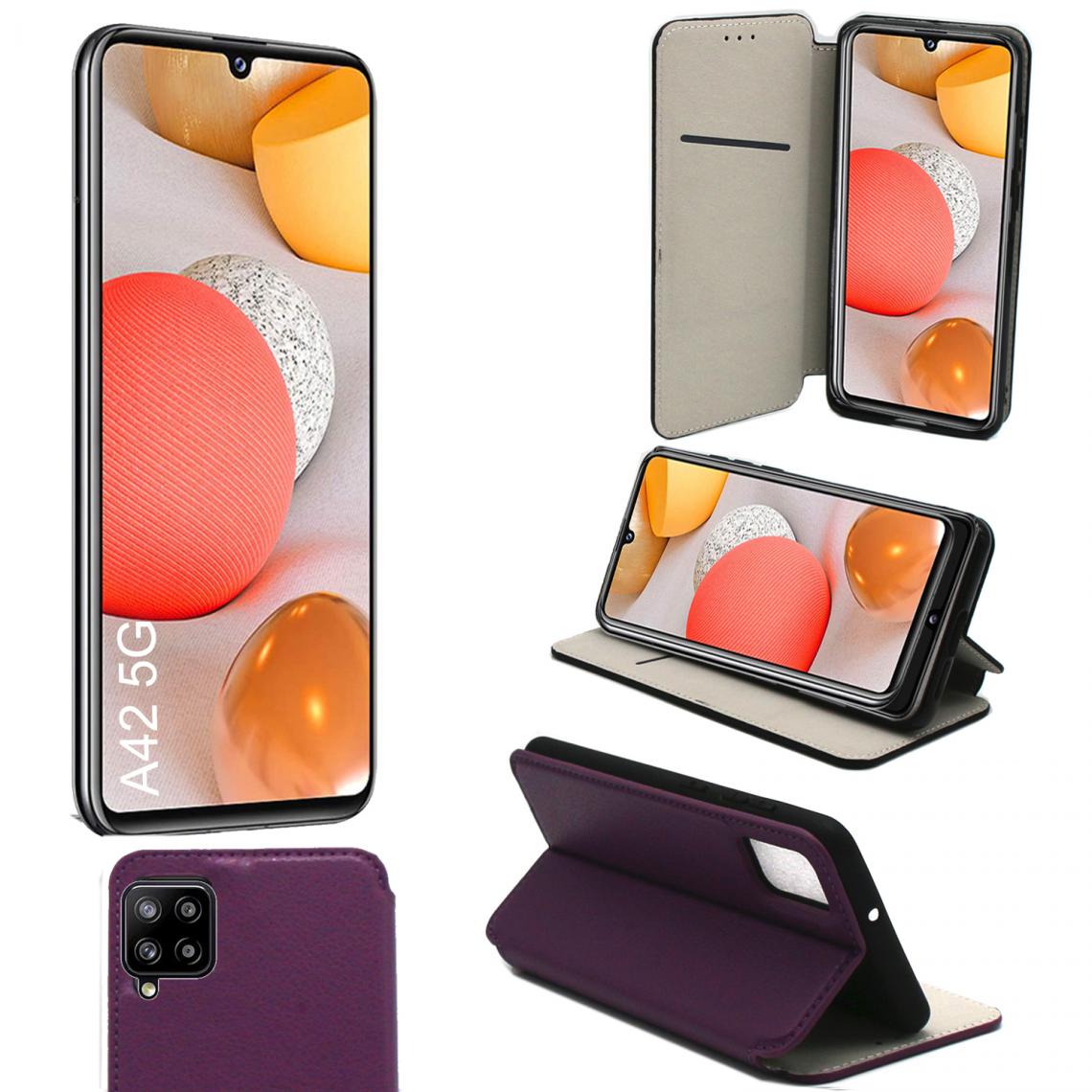 Xeptio - Samsung Galaxy A42 5G Etui / Housse pochette protection violet - Coque, étui smartphone
