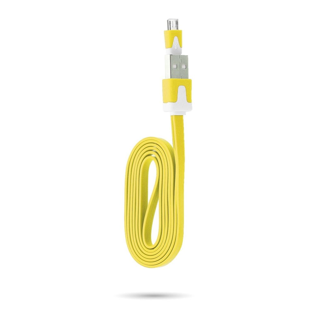 Shot - Cable Chargeur pour ARCHOS 133 Oxygen USB / Micro USB 1m Noodle Universel Connecteur Syncronisation (JAUNE) - Chargeur secteur téléphone