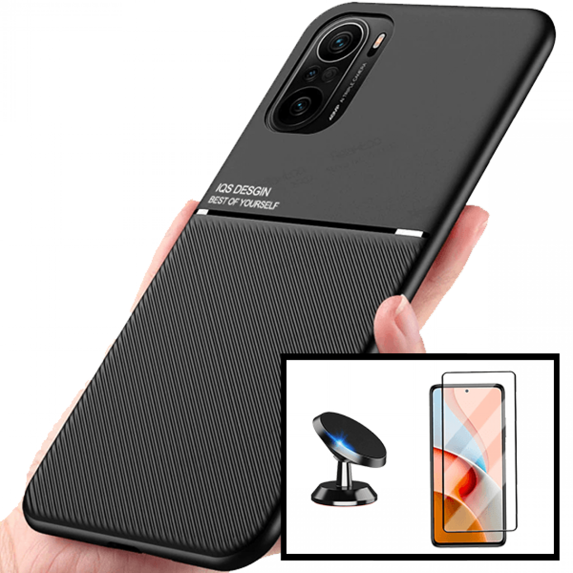 Phonecare - Kit Coque Magnétique Lux + Film de Verre Trempé 5D à Couverture Complète Full Coque + Support Magnétique de Voiture pour Xiaomi Redmi K40 Pro+ - Coque, étui smartphone