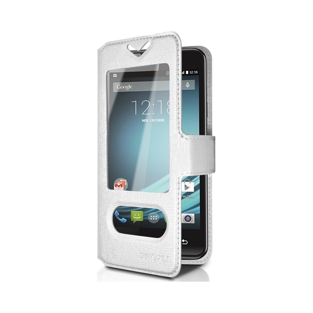 Karylax - Housse Coque Etui S-view Universel M Couleur Blanc pour Logicom L-Ement 450 - Autres accessoires smartphone