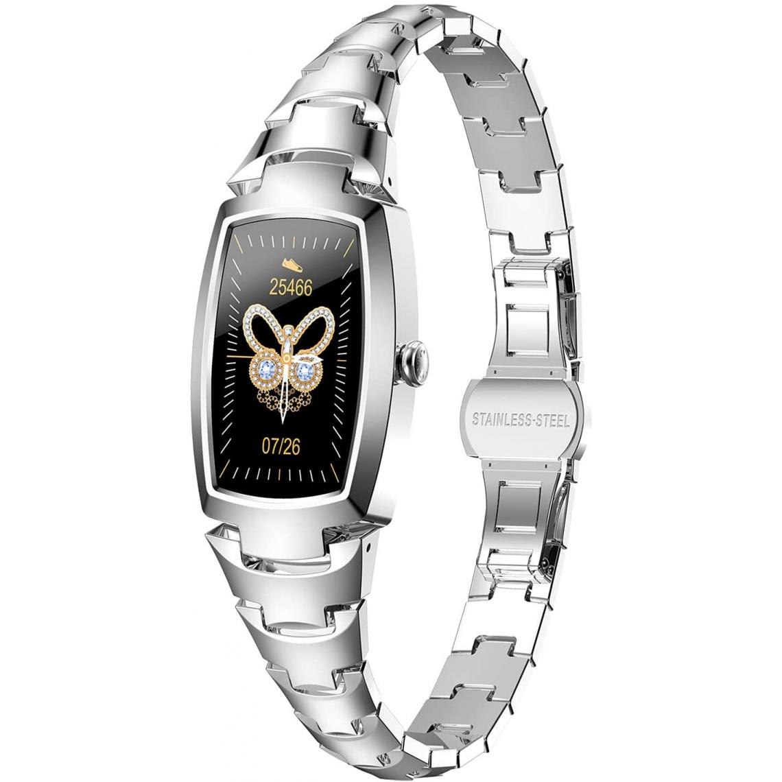 Chronotech Montres - Chronus Connected Watch Women with Female Function, Waterproof Sport Smartwatch IP67(silver) - Montre connectée