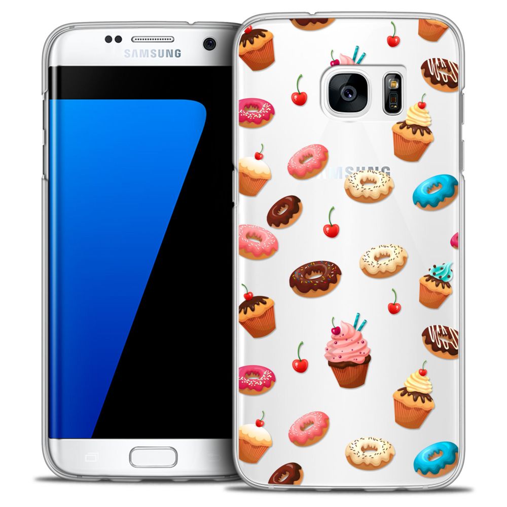 Caseink - Coque Housse Etui Samsung Galaxy S7 Edge [Crystal HD Collection Foodie Design Donuts - Rigide - Ultra Fin - Imprimé en France] - Coque, étui smartphone