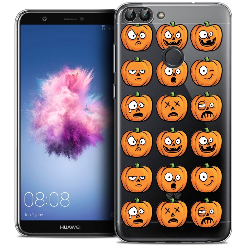 Caseink - Coque Housse Etui Huawei P Smart (5.7 ) [Crystal Gel HD Collection Halloween Design Cartoon Citrouille - Souple - Ultra Fin - Imprimé en France] - Coque, étui smartphone