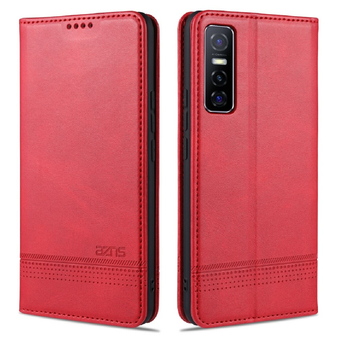 Other - Etui en PU magnétique absorbé avec porte-carte rouge pour votre Vivo Y73s - Coque, étui smartphone