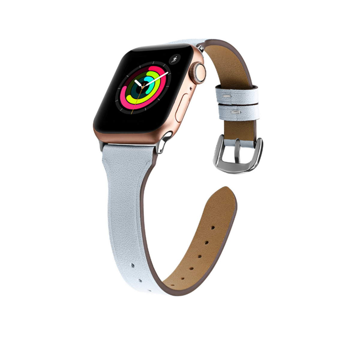 Generic - B18 White Watch Bracelets de remplacement 42mm 44mm 44mm 45mm Petite taille Sangle de cuir en forme de T pour Apple Iwatch 7654321 SE - Accessoires Apple Watch
