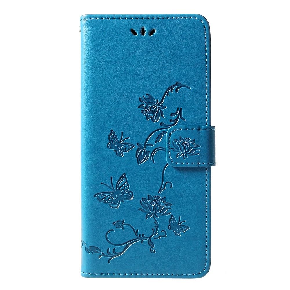 marque generique - Etui en PU fleur papillon bleu pour votre Samsung Galaxy J6 Plus/J6 Prime - Autres accessoires smartphone