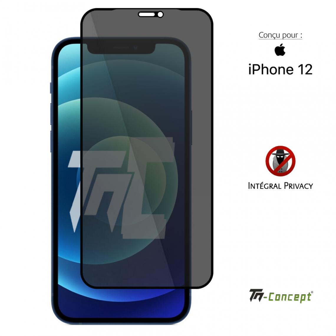 Tm Concept - Verre trempé teinté - Apple iPhone 12 - Noir - intégral - TM Concept® - Protection écran smartphone