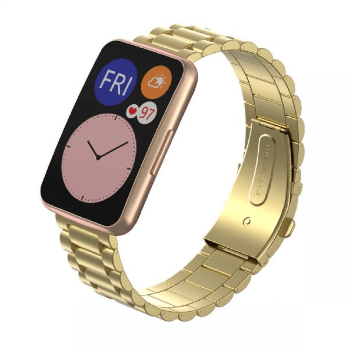 Phonecare - Bracelet en Acier Inoxydable Taille Ajustable Avec Fermoir par Clic + Outil pour Huawei Watch FIT Classsic Edition - Or - Autres accessoires smartphone