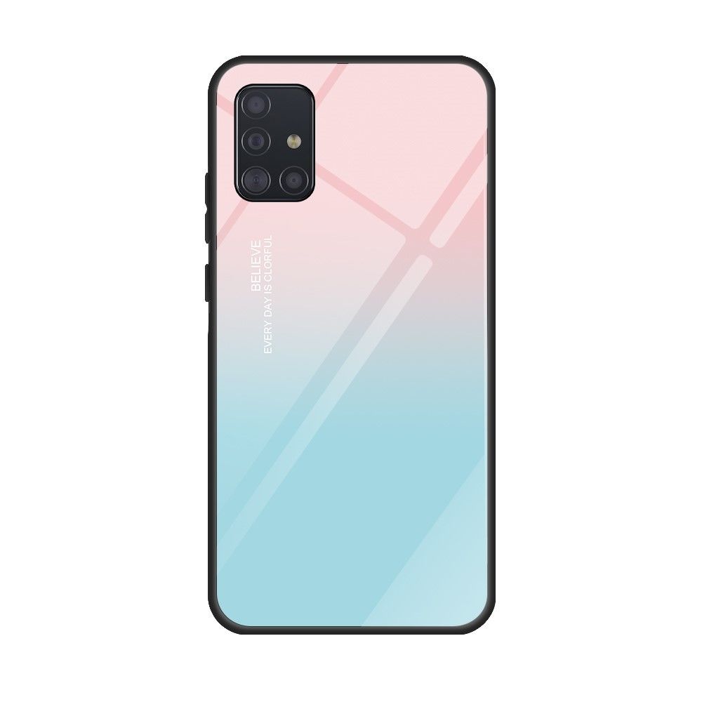 Generic - Coque en TPU verre de surface d'impression rose/bleu pour votre Samsung Galaxy A51 - Coque, étui smartphone