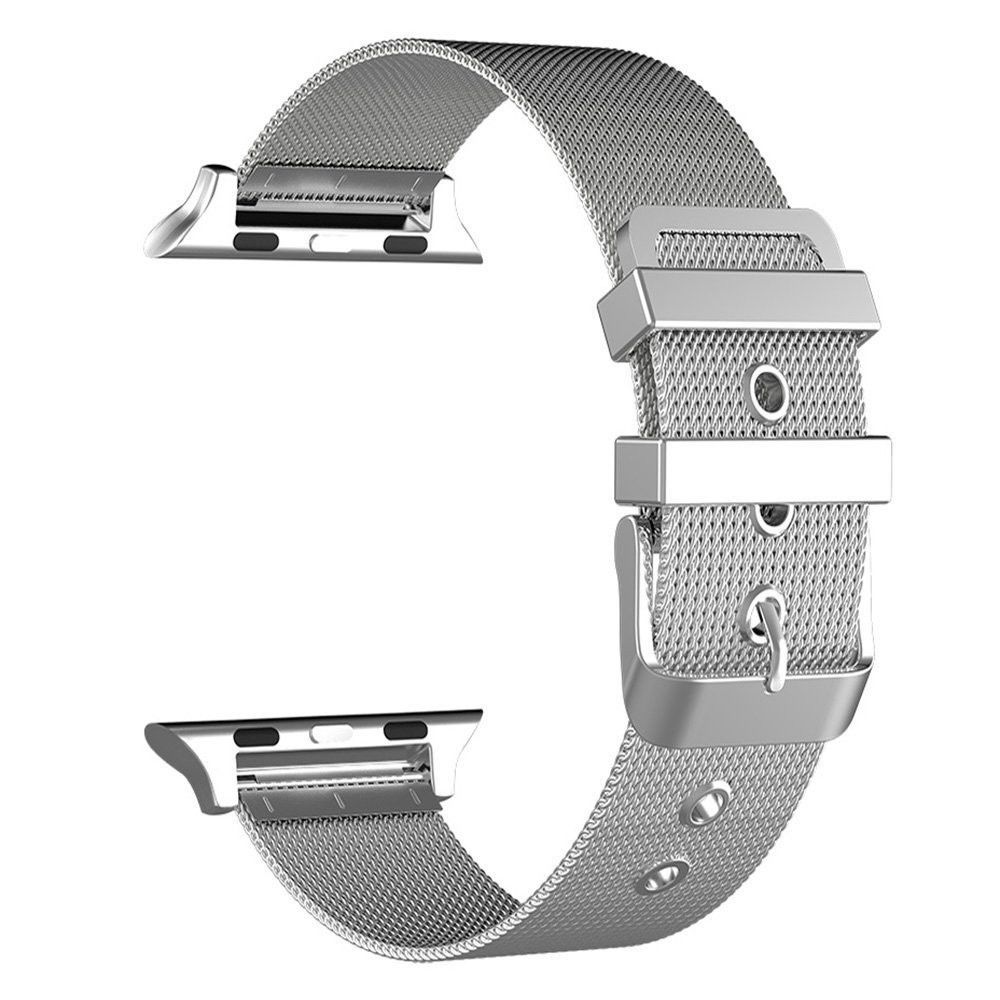 Wewoo - Pour Apple Watch Series 5 & 4 44 mm / 3 & 2 & 1 42 mm Bracelet milanais en acier inoxydable à double boucle argent - Accessoires montres connectées