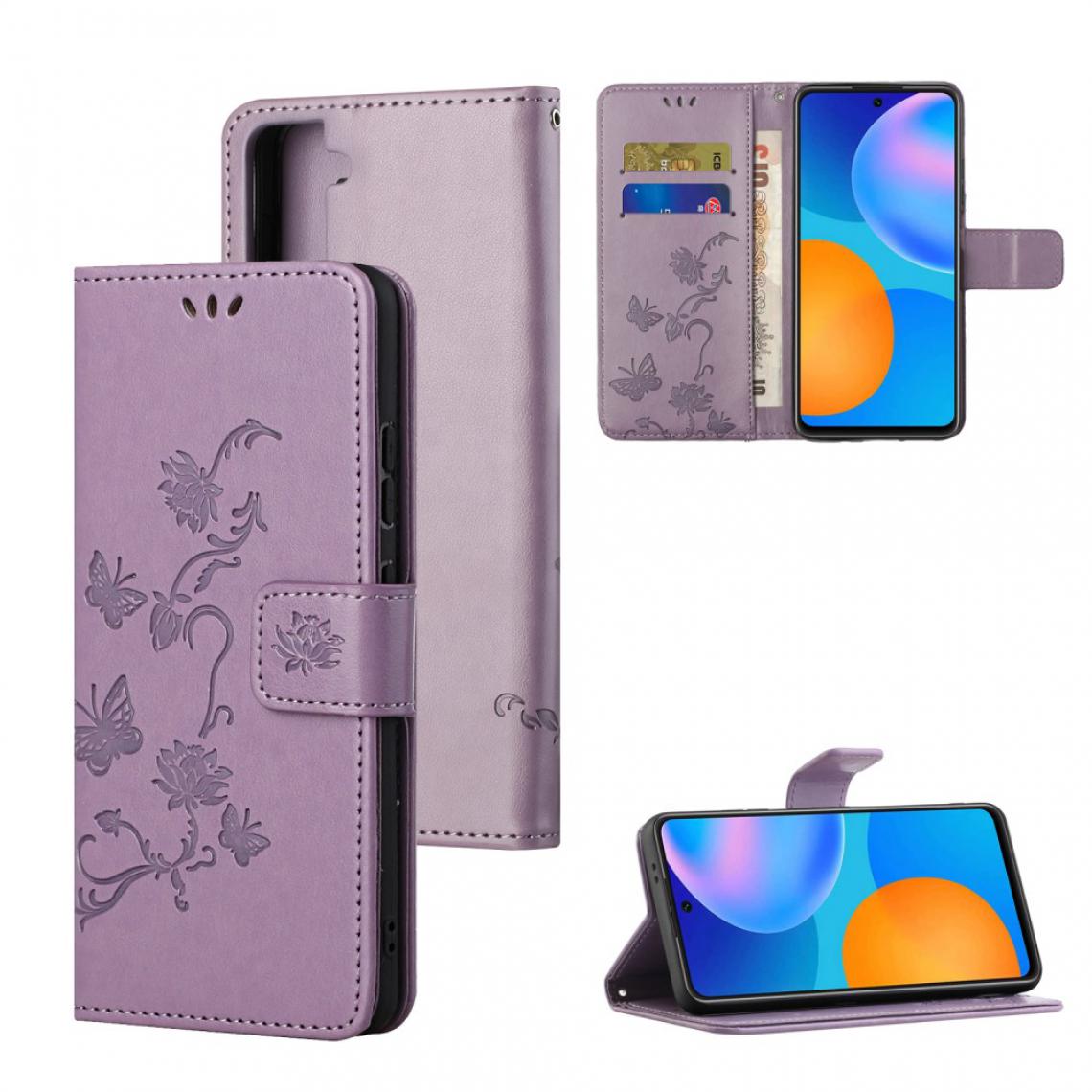 Other - Etui en PU imprimer des fleurs de papillons avec support violet pour votre Samsung Galaxy S21 Plus/S30 Plus - Coque, étui smartphone