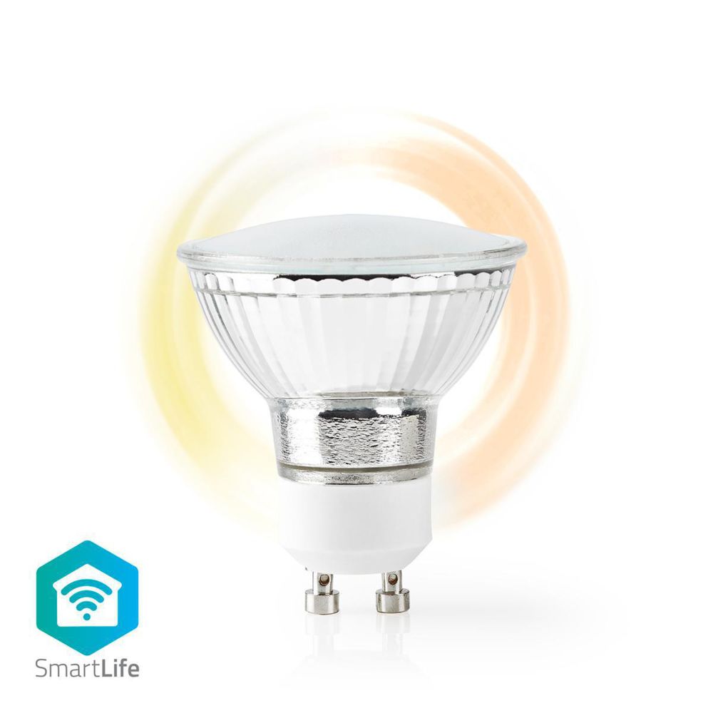 Nedis - Ampoule LED Intelligente Wi-Fi - Blanc Chaud - GU10 - Réglable sur Blanc Très Chaud (1 800 K) - Ampoule connectée