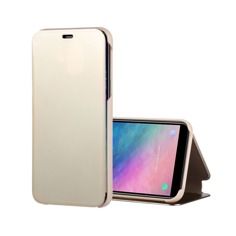 Wewoo - Housse Etui en cuir pour miroir horizontal Galaxy A6 + 2018, avec support or - Coque, étui smartphone