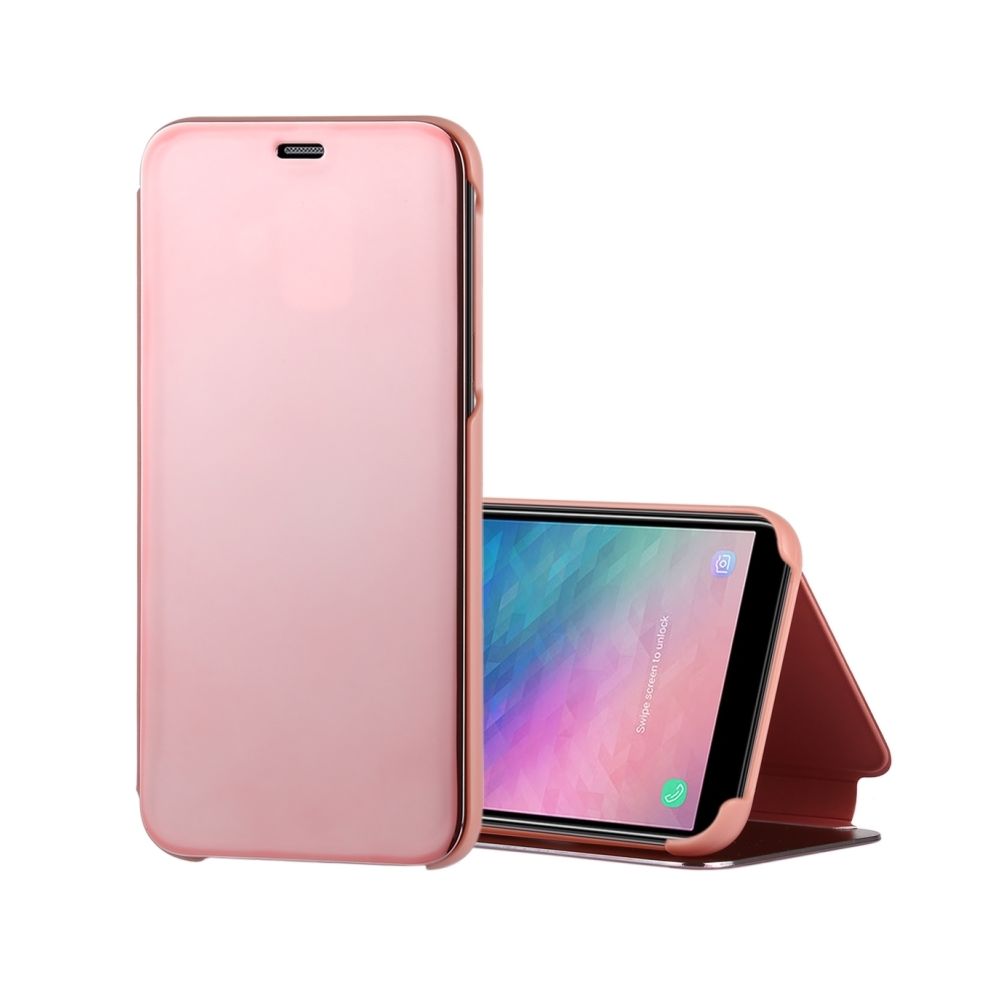 Wewoo - Housse Etui en cuir pour miroir Galaxy A6 2018, avec support or rose - Coque, étui smartphone