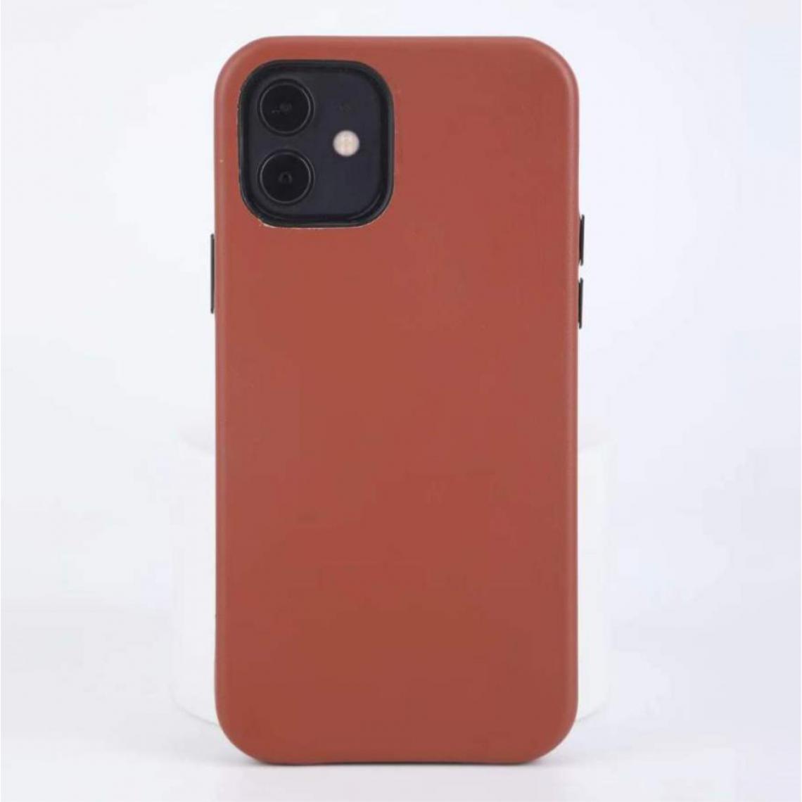 Other - Coque en silicone + cuir véritable liquide magnétique marron pour votre Apple iPhone 12/12 Pro - Coque, étui smartphone