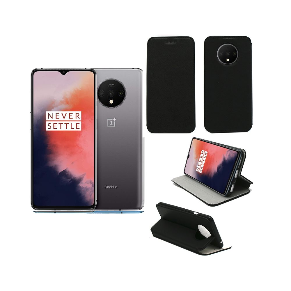 Xeptio - Housse One Plus 7T noire - Etui Coque OnePlus 7T Protection antichoc à rabat Smartphone 2019 - Accessoires Pochette Case - Protection écran smartphone