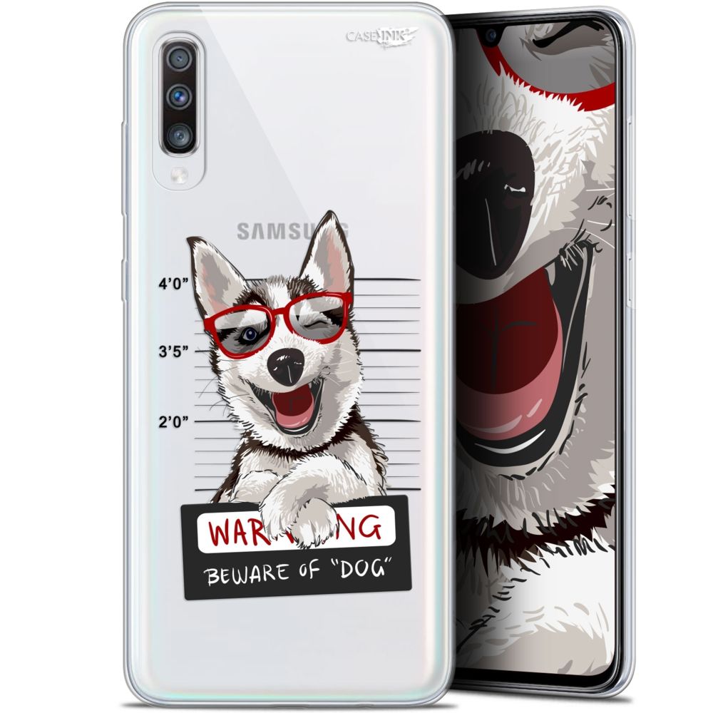 Caseink - Coque arrière Samsung Galaxy A70 (6.7 ) Gel HD [ Nouvelle Collection - Souple - Antichoc - Imprimé en France] Beware The Husky Dog - Coque, étui smartphone