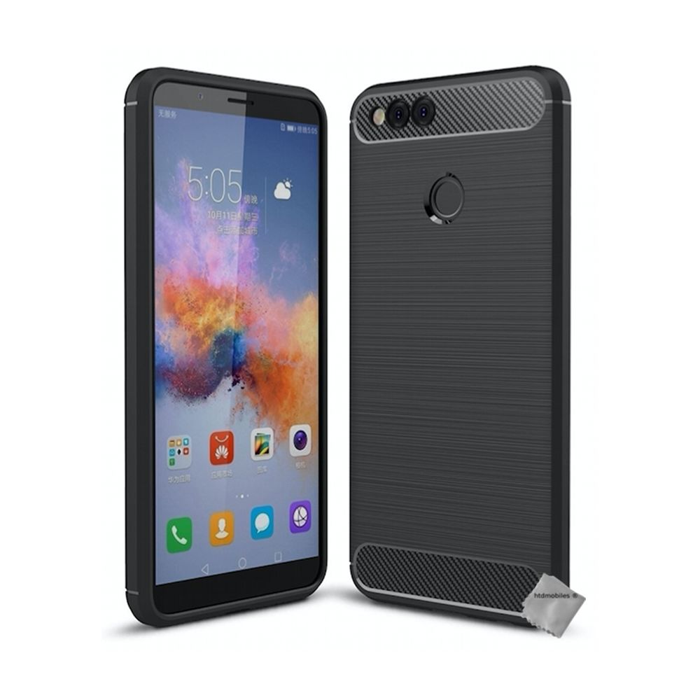 Htdmobiles - Housse etui coque silicone gel carbone pour Huawei Honor 7X + verre trempe - NOIR - Autres accessoires smartphone