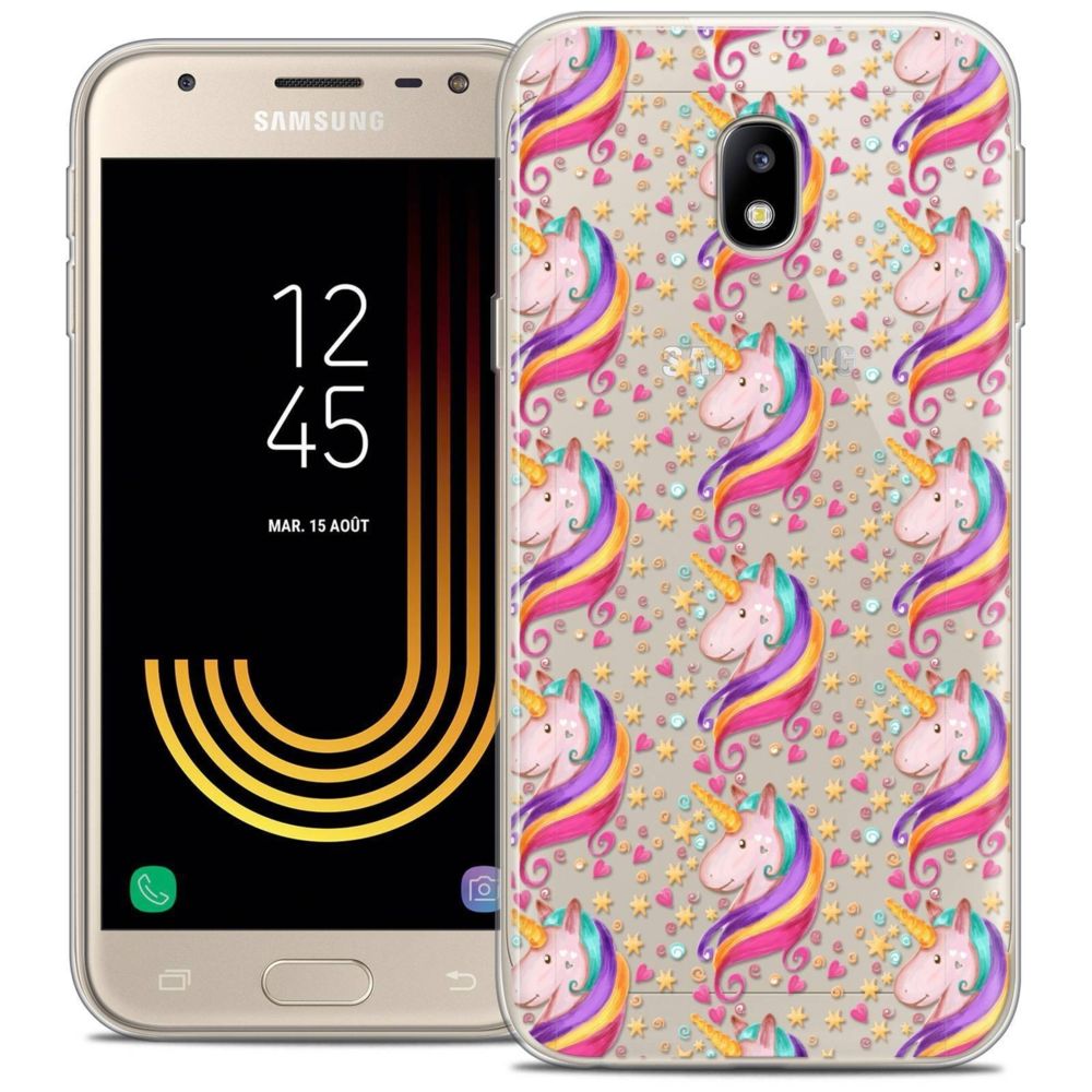 Caseink - Coque Housse Etui Samsung Galaxy J3 2017 J320 (5 ) [Crystal Gel HD Collection Fantasia Design Licorne Etoilée - Souple - Ultra Fin - Imprimé en France] - Coque, étui smartphone