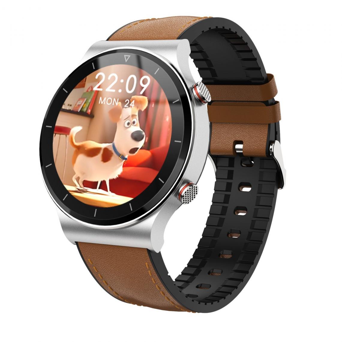 Chronotech Montres - Chronus Smart Watch, 1.3 Inch Round Colorful Display, Bluetooth Call, Local Music, Message Reminder, Multi-Dial, Multiple Sports Modes, IP67 Waterproof, Female Menstrual Cycle(Brown) - Montre connectée