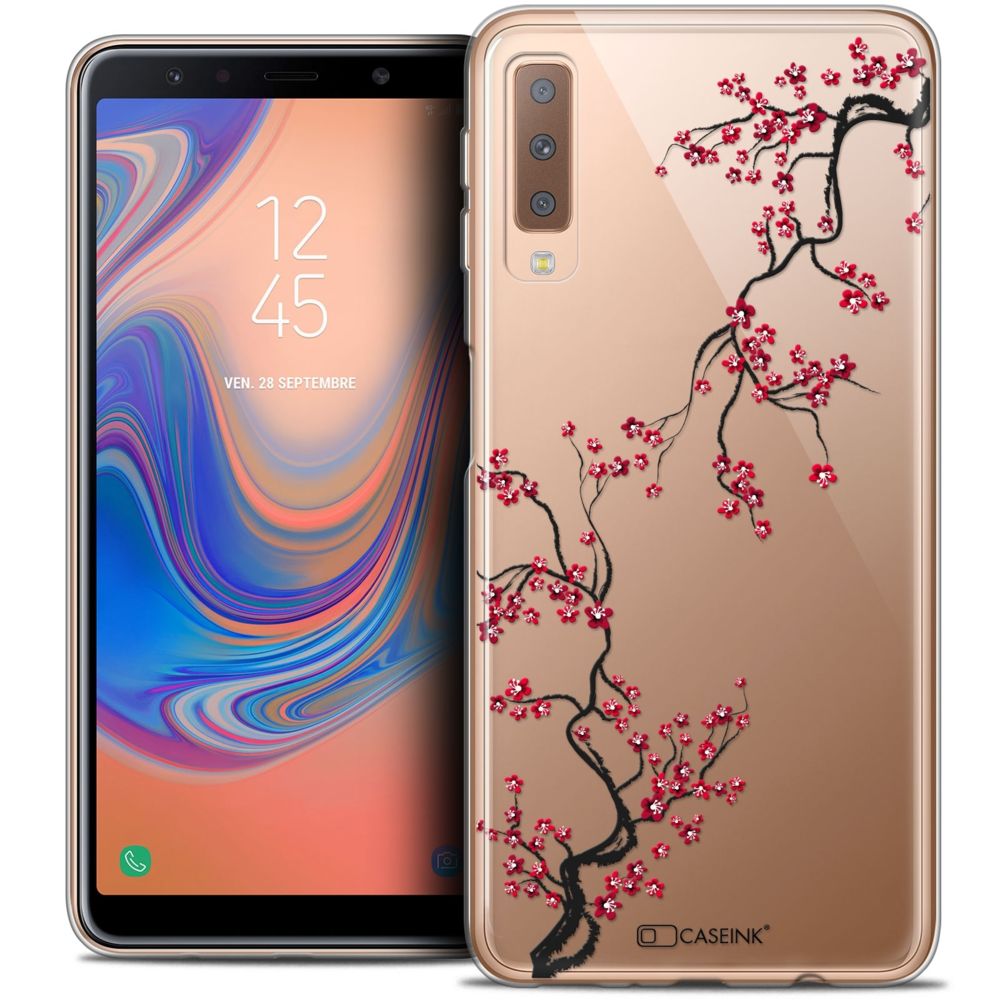 Caseink - Coque Housse Etui Pour Samsung Galaxy A7 (2018) A750 (6 ) [Crystal Gel HD Collection Summer Design Sakura - Souple - Ultra Fin - Imprimé en France] - Coque, étui smartphone