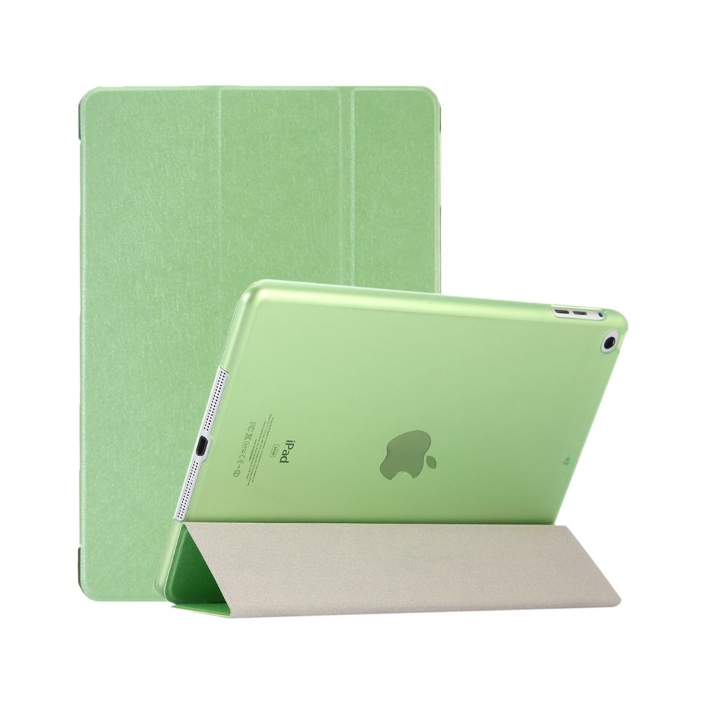 Wewoo - Smart Cover vert pour iPad 9.7 pouces 2017 et Air Silk Texture horizontale Flip étui en cuir avec trois pliage titulaire - Coque, étui smartphone