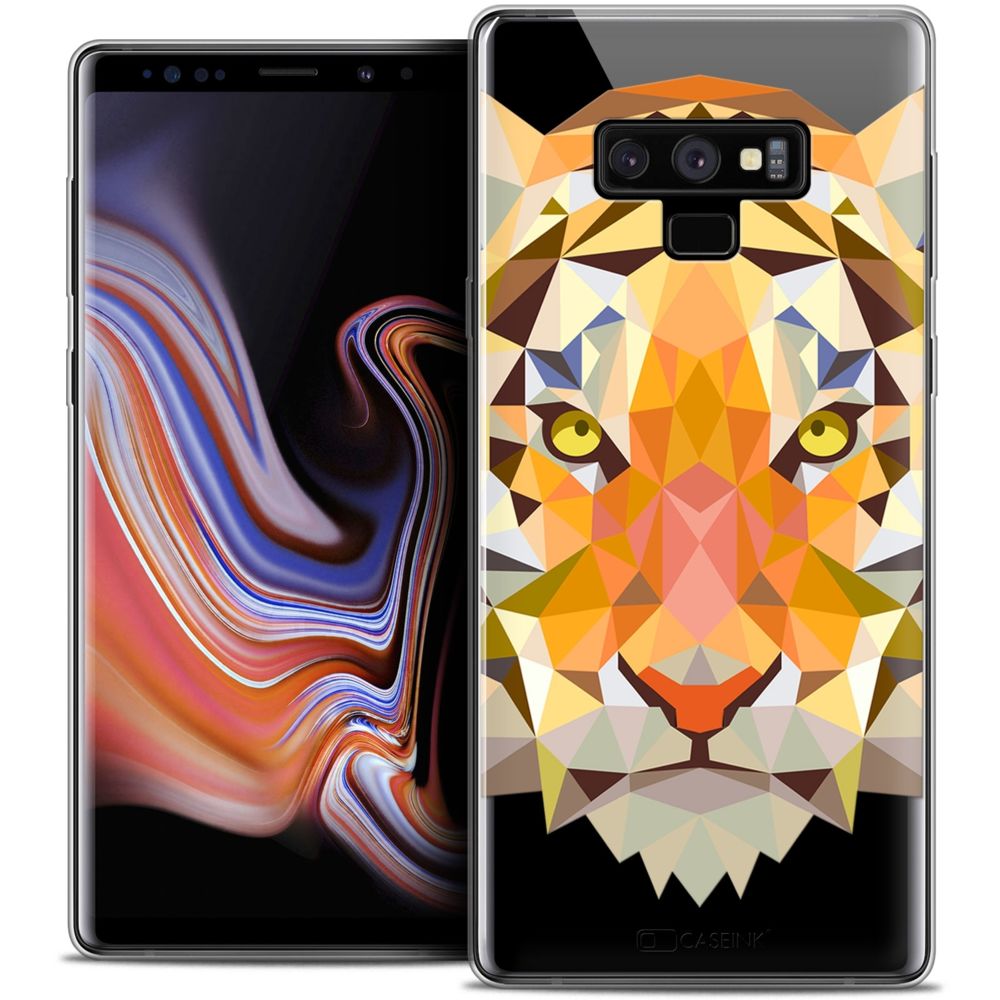 Caseink - Coque Housse Etui Samsung Galaxy Note 9 (6.4 ) [Crystal Gel HD Polygon Series Animal - Souple - Ultra Fin - Imprimé en France] Tigre - Coque, étui smartphone