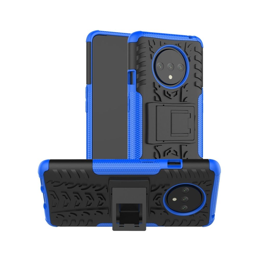 Wewoo - Coque Pour OnePlus 7T Texture de pneu TPU antichoc + PC Housse de protection avec support bleu - Coque, étui smartphone