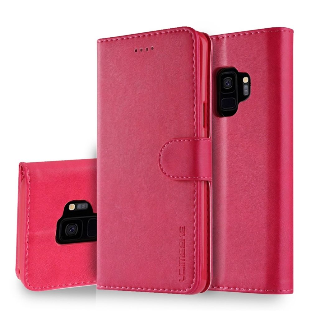Wewoo - Coque Pour Galaxy S9 LC.IMEEKE étui en cuir à rabat à texture de veau avec support et fentes cartes et portefeuille rose rouge - Coque, étui smartphone