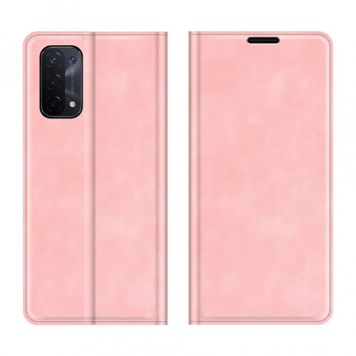 Other - Etui en PU Skin-Touch Auto-absorbé avec support rose pour votre Oppo A54 5G - Coque, étui smartphone
