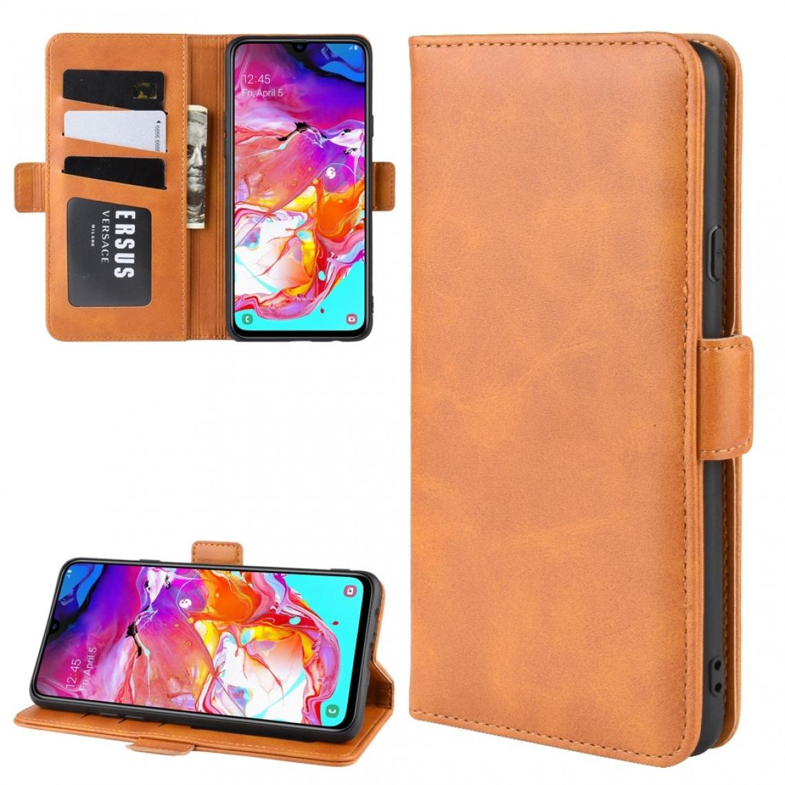 Wewoo - Housse Coque Pour Galaxy A20s Etui portefeuille en cuir avec étui et porte-cartes jaune - Coque, étui smartphone