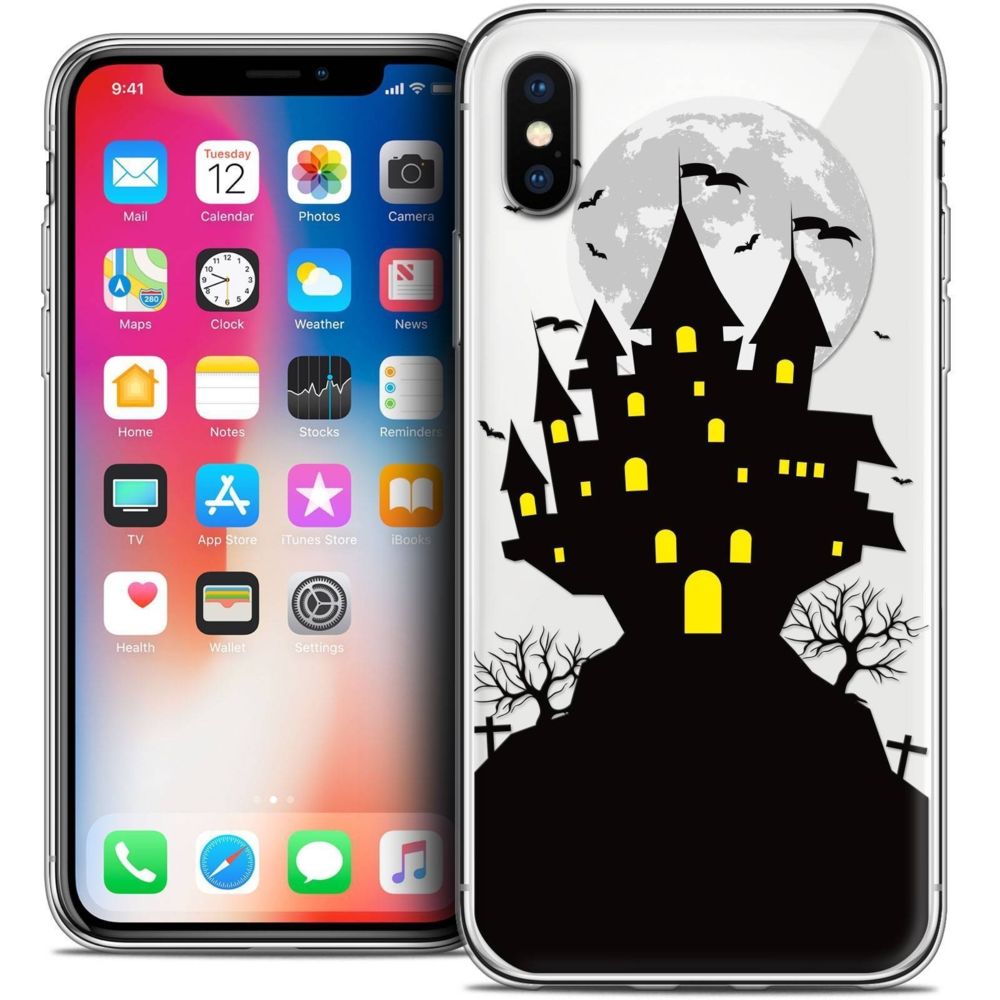 Caseink - Coque Housse Etui Apple iPhone Xs / X (5.8 ) [Crystal Gel HD Collection Halloween Design Castle Scream - Souple - Ultra Fin - Imprimé en France] - Coque, étui smartphone