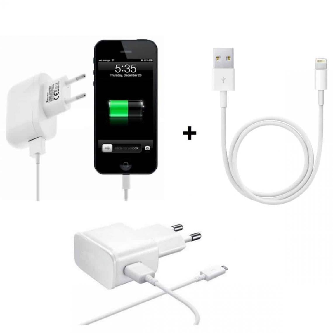Ipomcase - Chargeur Secteur + Cable USB pour iPhone X,XR,XS,7,8,SE,6,5 - Chargeur secteur téléphone