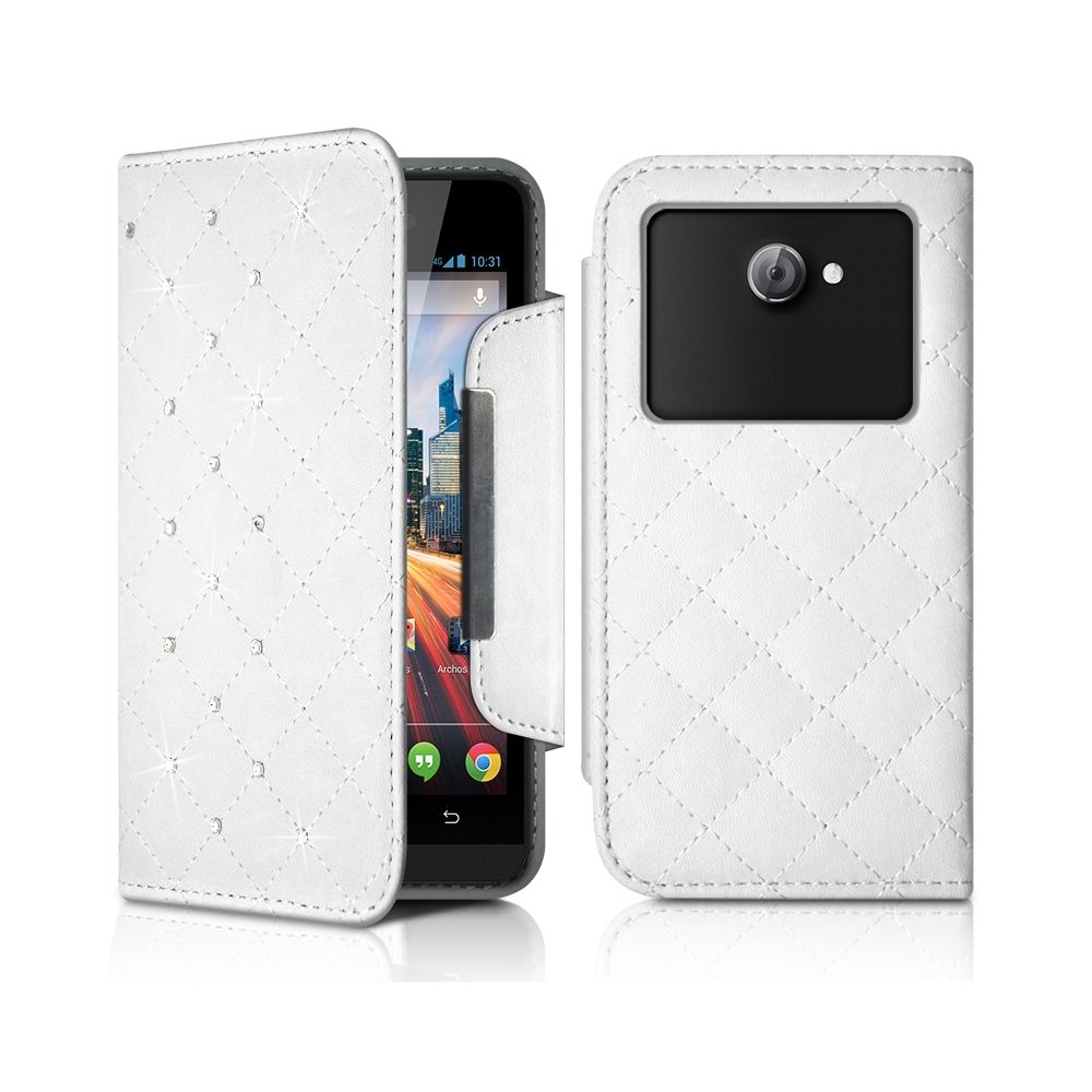 Karylax - Etui Portefeuille Universel S Style Diamant blanc pour Wiko Sunny 2 - Autres accessoires smartphone