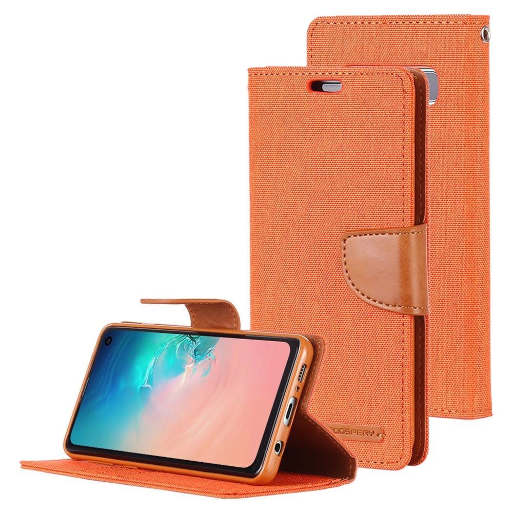 Wewoo - Housse Étui Coque CANVAS DIARY en cuir avec rabat horizontal PU pour Galaxy S10avec porte-cartes et et portefeuille Orange - Coque, étui smartphone