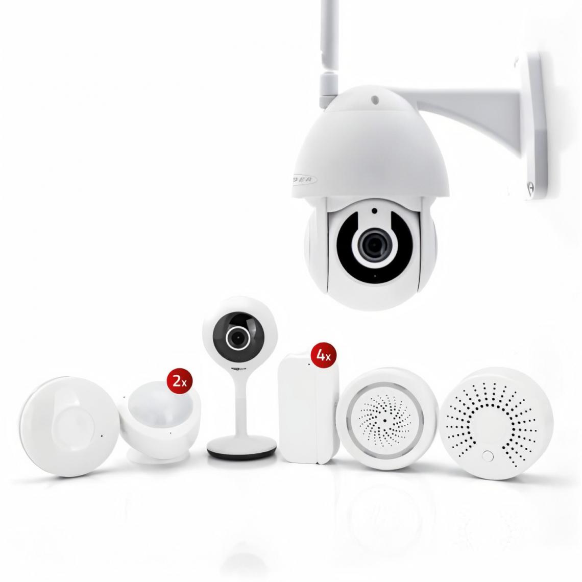 Caliber - CALIBER Home security set de luxe - Pack alarme - Caméra de surveillance connectée