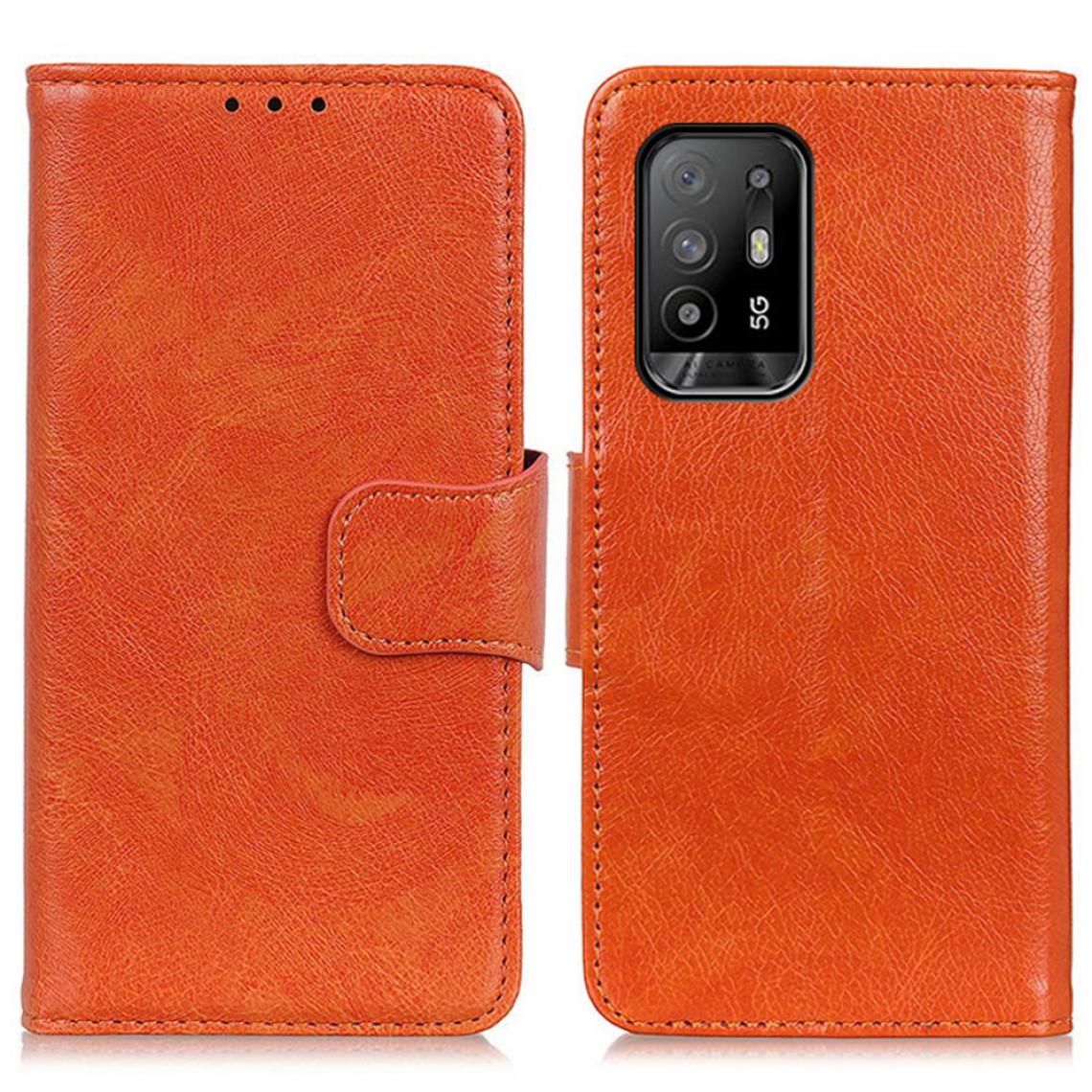 Other - Etui en PU Texture Nappa avec support orange pour votre Oppo F19 Pro+ 5G/Reno5 Z - Coque, étui smartphone