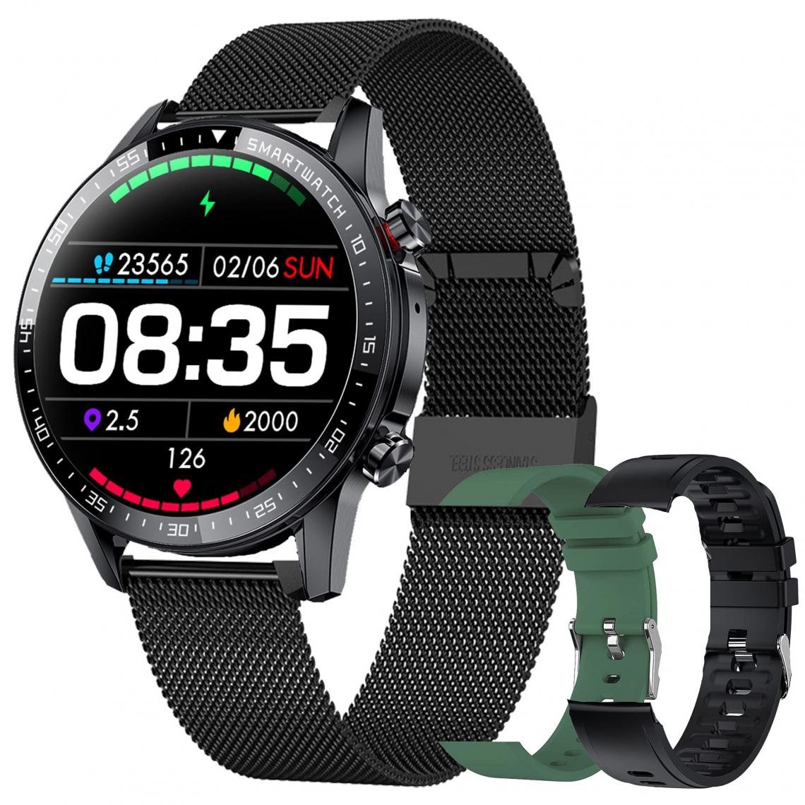 Chronotech Montres - Connected Watch Men Women, Smartwatch Compatible Samsung Huawei Xiaomi Android iOS Pedometer Sport Watch Heart Rate Monitor Waterproof IP68 GPS Shared Sport Modes Message Notification(black) - Montre connectée