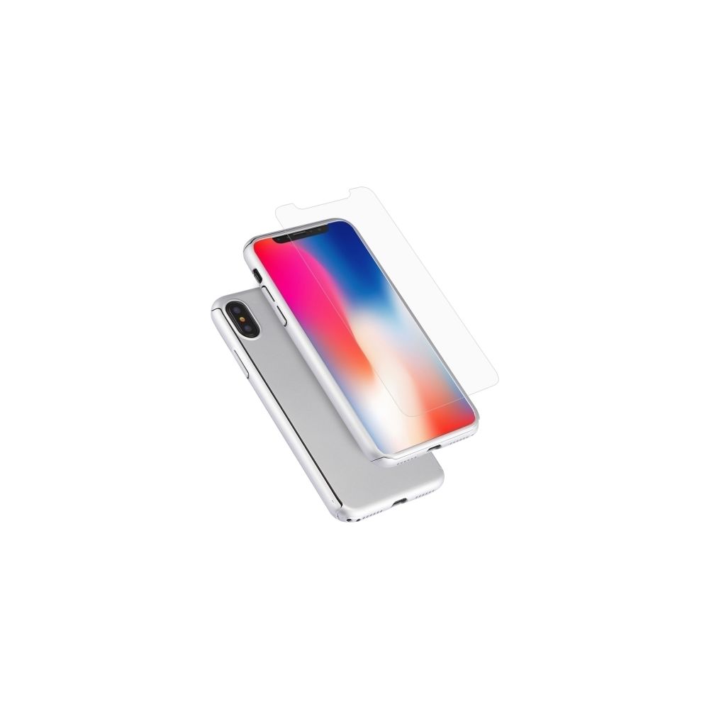 Wewoo - Étui amovible pour PC à 360 degrés avec film de verre trempé pour iPhone XS (Argent) - Coque, étui smartphone