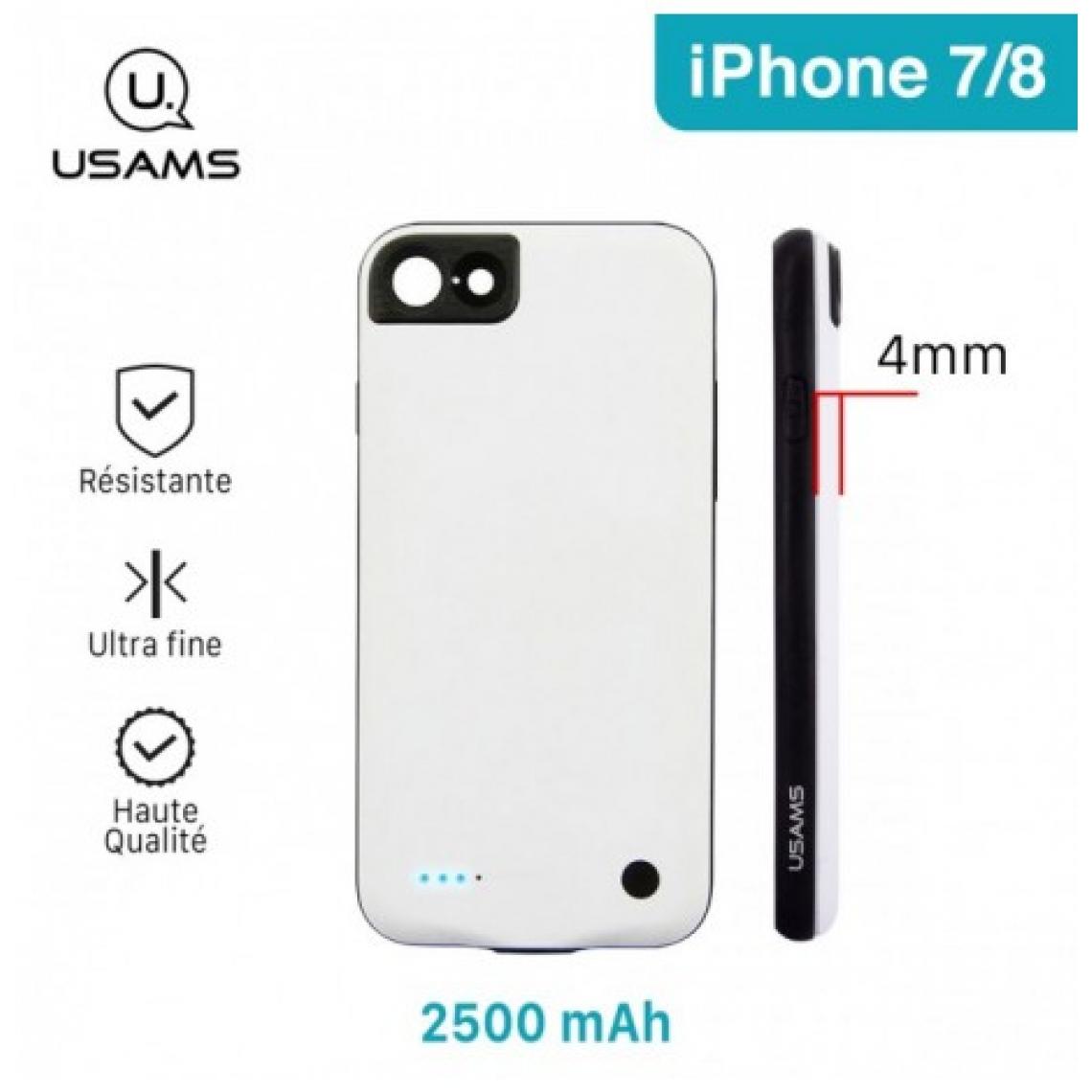 Usams - Coque avec Batterie Secours Fine et Légère - USAMS 2500mAh - IPHONE 7 /8 - Coque, étui smartphone