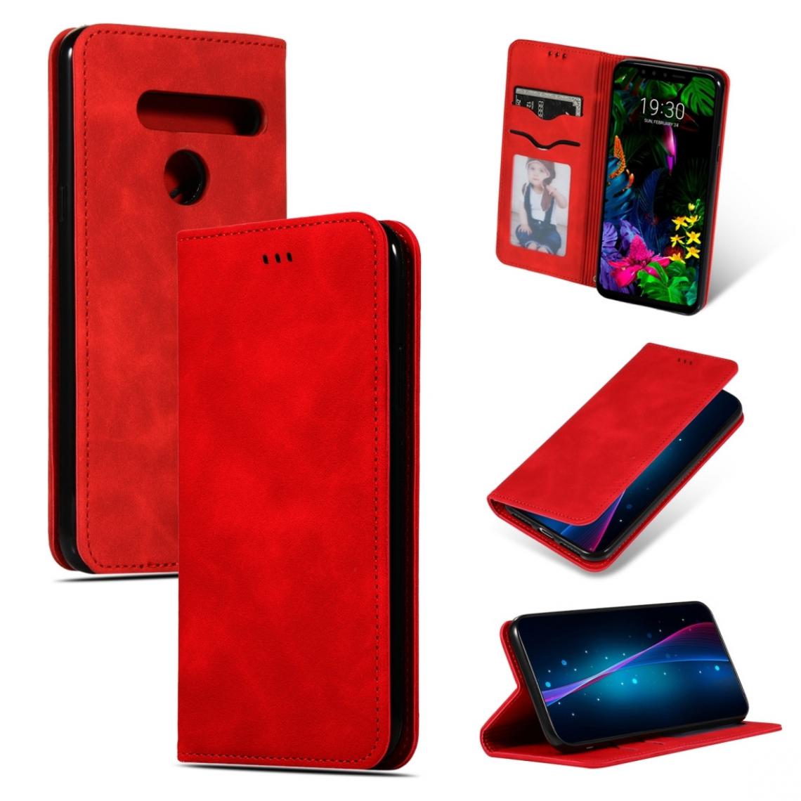 Wewoo - Housse Coque Etui en cuir avec rabat horizontal magnétique Business Skin Feel pour LG G8 / LG G8 ThinQ rouge - Coque, étui smartphone