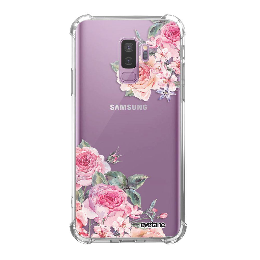 Evetane - Coque Samsung Galaxy S9 Plus anti-choc souple avec angles renforcés transparente Roses roses Evetane - Coque, étui smartphone
