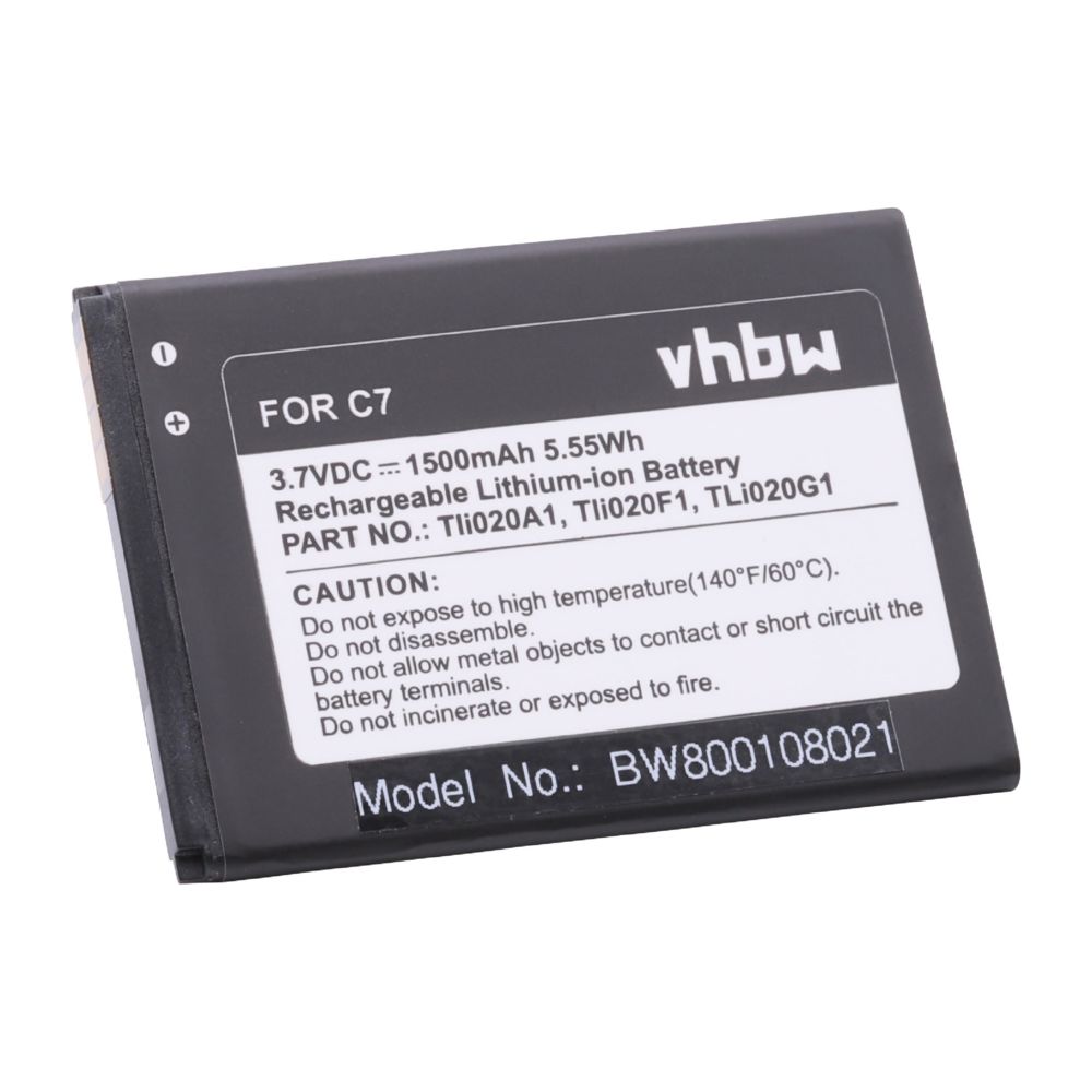 Vhbw - vhbw Li-Ion batterie 1500mAh (3.8V) pour Smartphone téléphone Alcatel One Touch Elevate, Fierce 2 comme Tli020F1, TLi020G1, TLi019B2. - Batterie téléphone
