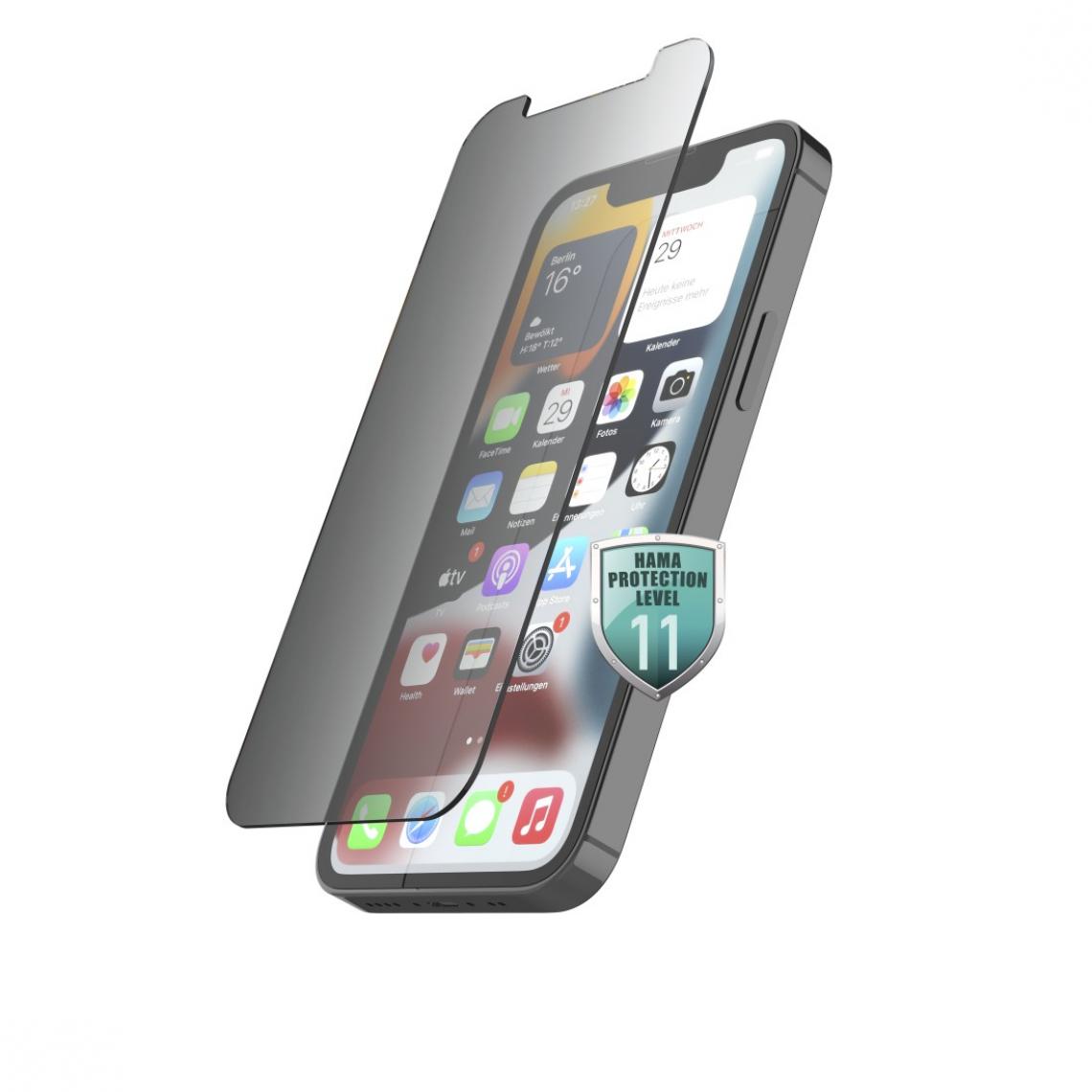 Hama - Protection d'écran verre véritable "Privacy" pour Apple iPhone 13 mini - Protection écran smartphone